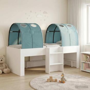 ARDEBO.de - Hochbett für Kinder mit Tunnel 3 stk. Weiß und Hellblau