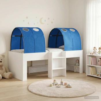 ARDEBO.de - Hochbett für Kinder mit Tunnel 3 stk. Weiß und Blau