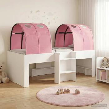 ARDEBO.de - Hochbett für Kinder mit Tunnel 3 stk. Weiß und Rosa