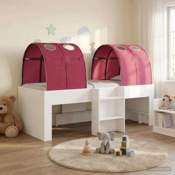 ARDEBO.de - Hochbett für Kinder mit Tunnel 3 stk. Weiß und Rot