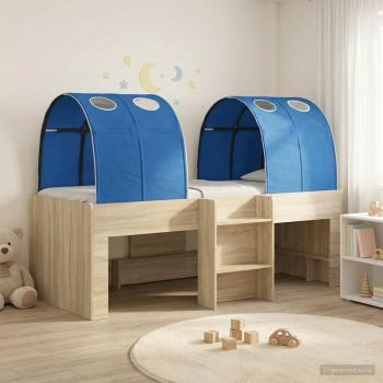 ARDEBO.de - Hochbett für Kinder mit Tunnel 3 stk. Sonoma Eiche und Blau