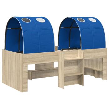 Hochbett für Kinder mit Tunnel 3 stk. Sonoma Eiche und Blau