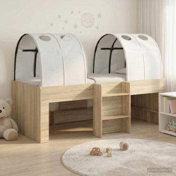 ARDEBO.de - Hochbett für Kinder mit Tunnel 3 stk. Sonoma Eiche und Weiß