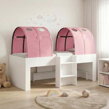 ARDEBO.de - Bett mit Tunnel 3 stk. Weiß und Rosa Holzwerkstoff