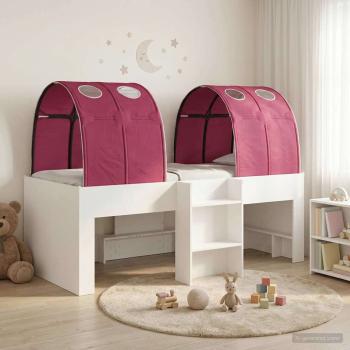 ARDEBO.de - Bett mit Tunnel 3 stk. Weiß und Rot Holzwerkstoff