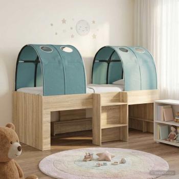 ARDEBO.de - Bett mit Tunnel 3 Stk. Sonoma Eiche und Hellblau Holzwerkstoff