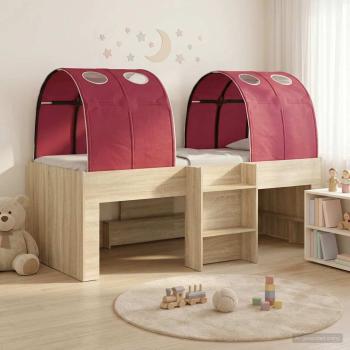ARDEBO.de - Bett mit Tunnel 3 Stk. Sonoma Eiche und Rot Holzwerkstoff
