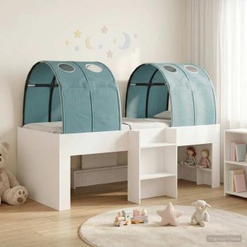 ARDEBO.de - Bett mit Tunnel 3 stk. Weiß und Hellblau Holzwerkstoff