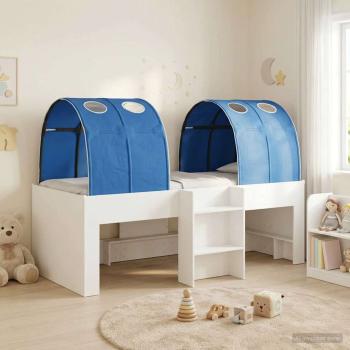 ARDEBO.de - Bett mit Tunnel 3 stk. Weiß und Blau Holzwerkstoff