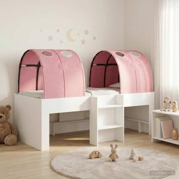 ARDEBO.de - Bett mit Tunnel 3 stk. Weiß und Rosa Holzwerkstoff