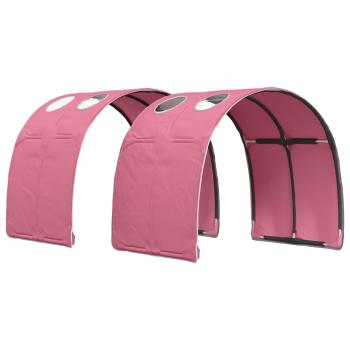 Bett mit Tunnel 3 stk. Weiß und Rosa Holzwerkstoff