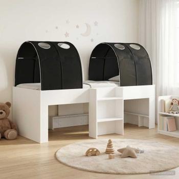 ARDEBO.de - Bett mit Tunnel 4 Stk. Weiß und Schwarz Holzwerkstoff