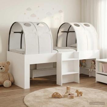 ARDEBO.de - Bett mit Tunnel 3 stk. Weiß Holzwerkstoff