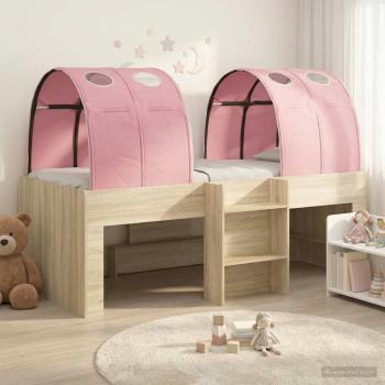 ARDEBO.de - Bett mit Tunnel 3 Stk. Sonoma Eiche und Pink Holzwerkstoff