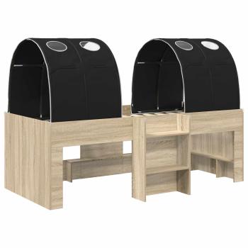 Bett mit Tunnel 3 Stk. Sonoma Eiche und Schwarz Holzwerkstoff