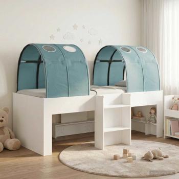 ARDEBO.de - Bett mit Tunnel 3 stk. Weiß und Hellblau Holzwerkstoff