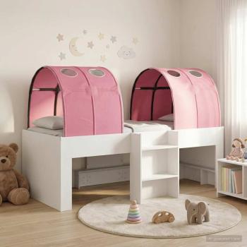 ARDEBO.de - Bett mit Tunnel 3 stk. Weiß und Rosa Holzwerkstoff