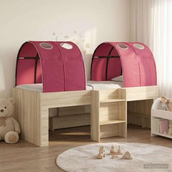 ARDEBO.de - Bett mit Tunnel 3 Stk. Sonoma und Rot Holzwerkstoff
