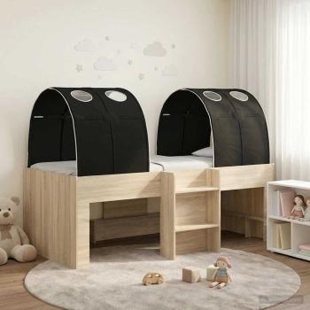 ARDEBO.de - Bett mit Tunnel 3 Stk. Sonoma und Schwarz Holzwerkstoff