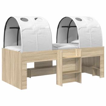 Bett mit Tunnel 3 Stk. Sonoma und Weiß Holzwerkstoff