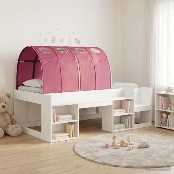ARDEBO.de - Bett mit Tunnel mit Regal 3 stk. Weiß und Rot Holzwerkstoff