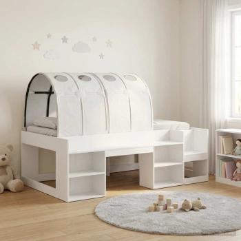 ARDEBO.de - Bett mit Tunnel mit Regal 3 stk. Weiß Holzwerkstoff