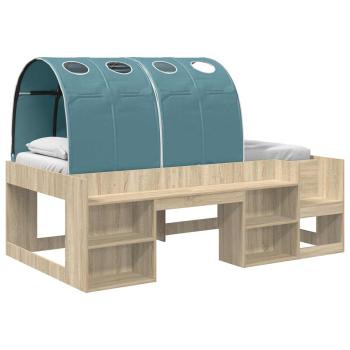Bett mit Tunnel 3 stk. Sonoma Eiche und Hellblau Holzwerkstoff
