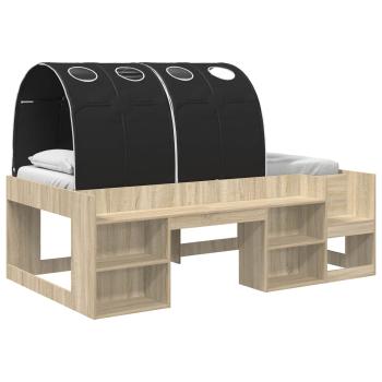 Bett mit Tunnel 3 stk. Sonoma Eiche und Schwarz Holzwerkstoff