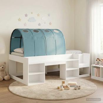 ARDEBO.de - Hochbett für Kinder mit Stauraum 3 Stk. Weiß und Hellblau