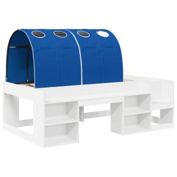 Hochbett für Kinder mit Stauraum 3 Stk. Weiß und Blau