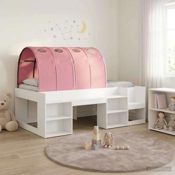 ARDEBO.de - Hochbett für Kinder mit Stauraum 3 Stk. Weiß und Rosa