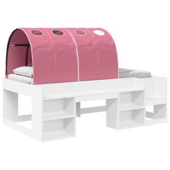 Hochbett für Kinder mit Stauraum 3 Stk. Weiß und Rosa