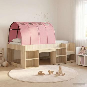 ARDEBO.de - Hochbett für Kinder mit Stauraum 3 Stk. Sonoma Eiche und Pink