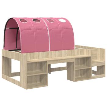 Hochbett für Kinder mit Stauraum 3 Stk. Sonoma Eiche und Pink