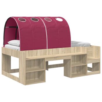 Hochbett für Kinder mit Stauraum 3 Stk. Sonoma Eiche und Rot
