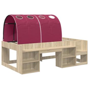 Hochbett für Kinder mit Stauraum 3 Stk. Sonoma Eiche und Rot