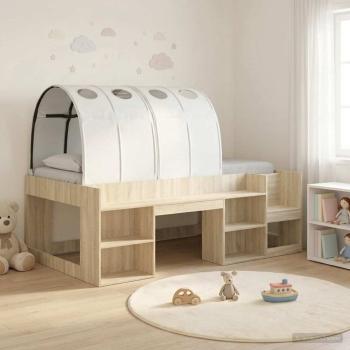 ARDEBO.de - Hochbett für Kinder mit Stauraum 3 Stk. Sonoma Eiche und Weiß