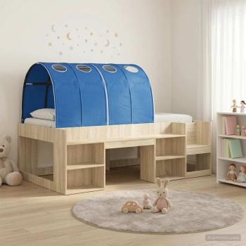 ARDEBO.de - Bettgestell mit Tunnel mit Regal 3 stk. Sonoma Eiche und Blau