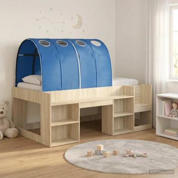 ARDEBO.de - Bettgestell mit Tunnel mit Regal 3 stk. Sonoma Eiche und Blau