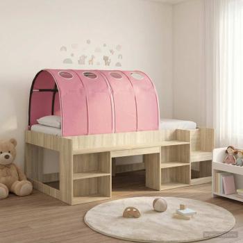 ARDEBO.de - Bettgestell mit Tunnel mit Regal 3 Stk. Sonoma Eiche und Pink