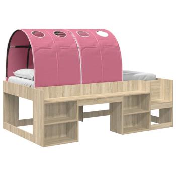 Bettgestell mit Tunnel mit Regal 3 Stk. Sonoma Eiche und Pink