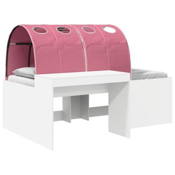 Bettgestell mit Tunnel 3 Stk. Weiß und Rosa Holzwerkstoff