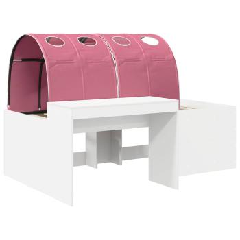 Bettgestell mit Tunnel 3 Stk. Weiß und Rosa Holzwerkstoff