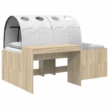 Bettgestell mit Tunnel mit Regal 3 stk. Sonoma-Eiche und Weiß
