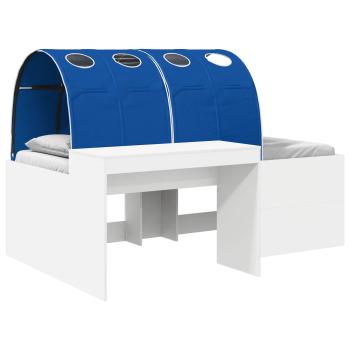 Bett mit Tunnel 3 stk. Weiß und Blau Holzwerkstoff