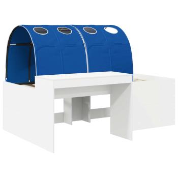 Bett mit Tunnel 3 stk. Weiß und Blau Holzwerkstoff