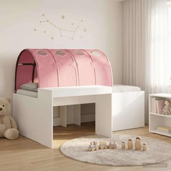 ARDEBO.de - Bett mit Tunnel 3 stk. Weiß und Rosa Holzwerkstoff