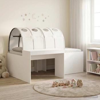 ARDEBO.de - Bett mit Tunnel 3 stk. Weiß Holzwerkstoff