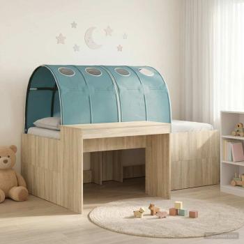 ARDEBO.de - Bett mit Tunnel 3 stk. Sonoma Eiche und Hellblau Holzwerkstoff