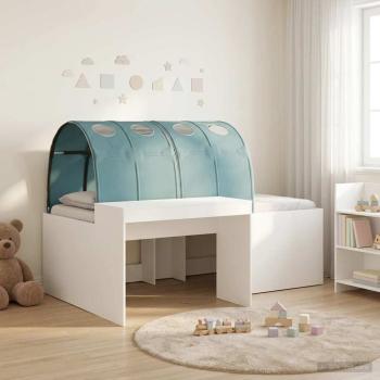 ARDEBO.de - Bett mit Tunnel 3 Stk. Weiß und Hellblau Holzwerkstoff